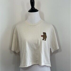 Riot Society Party Bear Red Dixie Cup Shades Graphic Women’s Cropped T-Shirt S